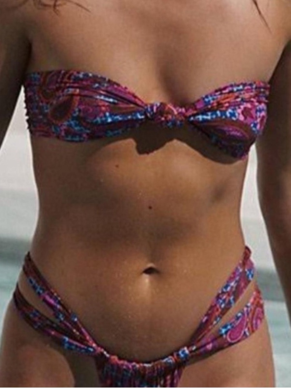 NWT Stone Fox Swim Free People Lele Bijoux XL Paisley Purple Bandeau HighHip 2Pc